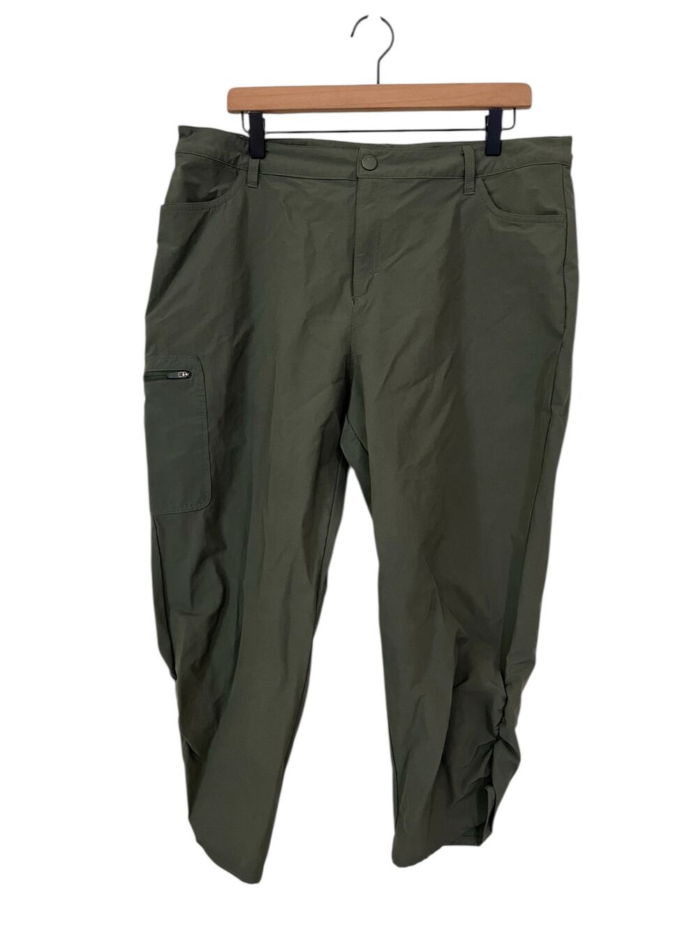 Eddie Bauer Women's Olive Green Capri Cropped Nylon Blend Hiking Pants Size XL